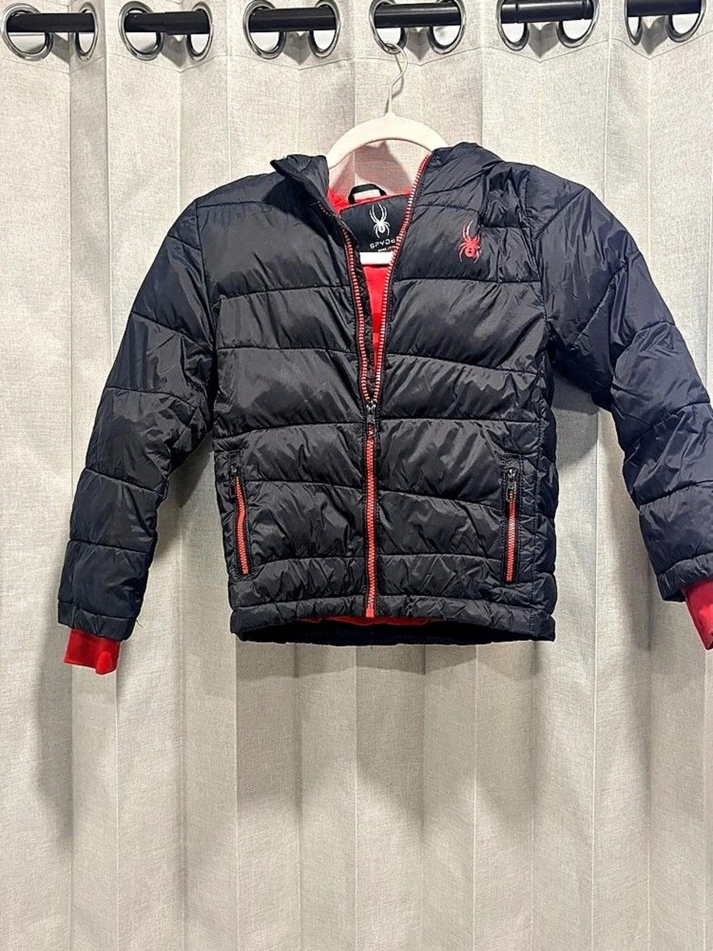 Spyder Youth Synthetic Down Puffer Jacket Black & Red Boys XS 5/6
